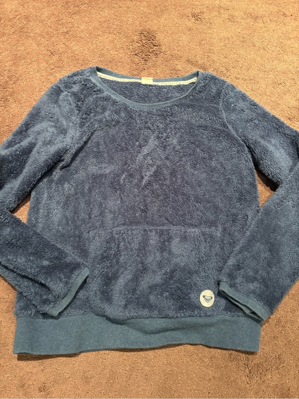 Girls Roxy Plush Crewneck Sweater in Slate Blue